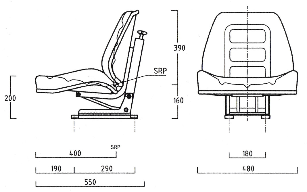 Drawing UnitedSeats US5010 MMF tractor seat