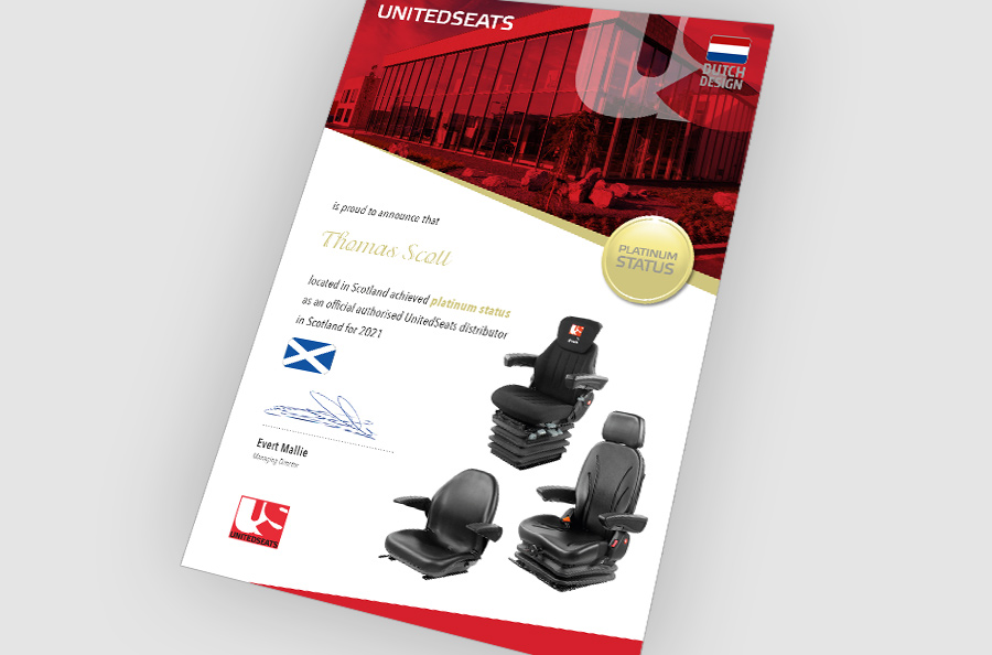 UnitedSeats certificate Thomas Scott