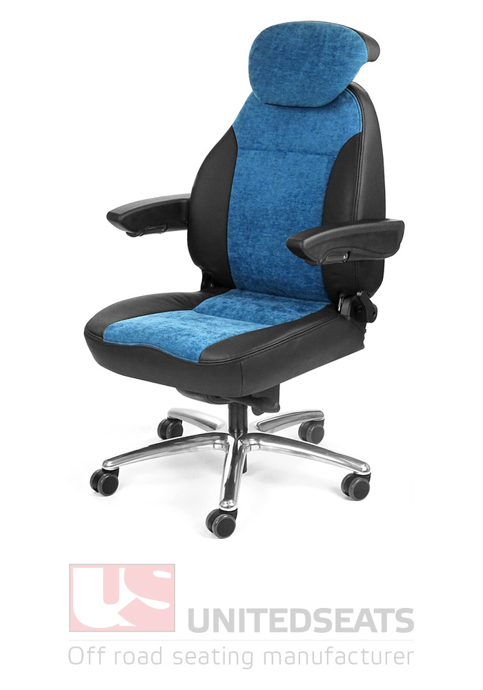 UnitedSeats C1 Synergy 24/7 office chair black leather blue fabric