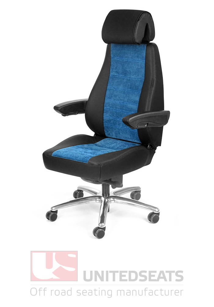 UnitedSeats C4 Synergy 24/7 office chair black leather blue fabric