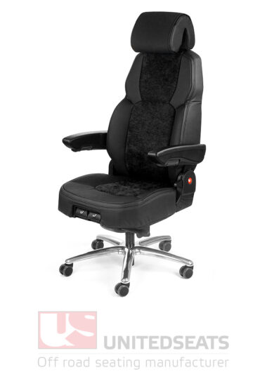 US.291764 UnitedSeats C8 Pro office chair black leather with black fabric comfort version