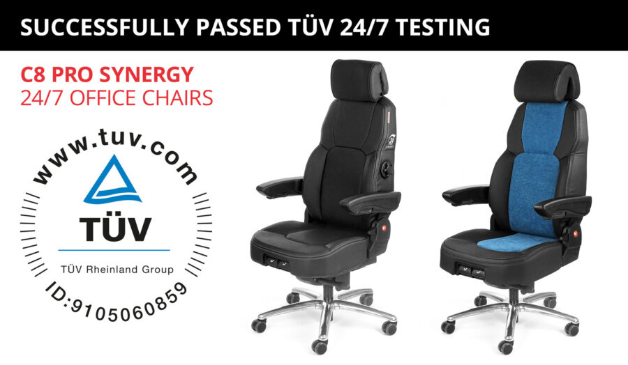 UnitedSeats C8 Pro 24/7 office chair successfully passed TÜV 24/7 testing