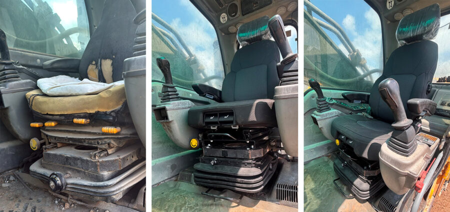 UnitedSeats dealer Asfir makes a total rebuild of a Volvo excavator seat with UnitedSeats C8 Pro seat